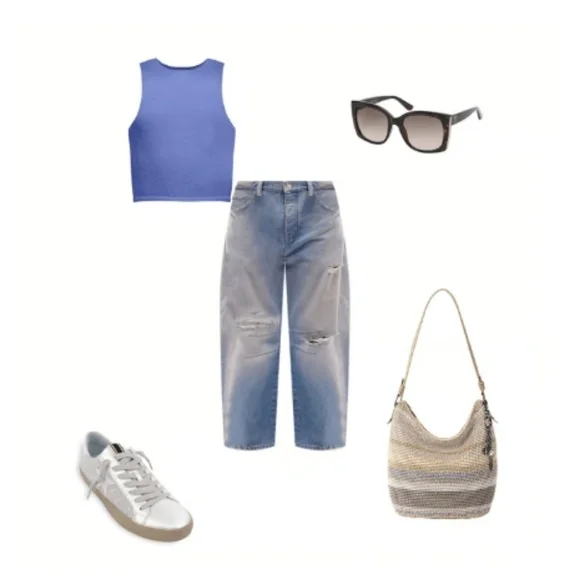 The SAK Leather & Crochet Braided Handle Hand Bag Cream Tan - Picture 3 of 16